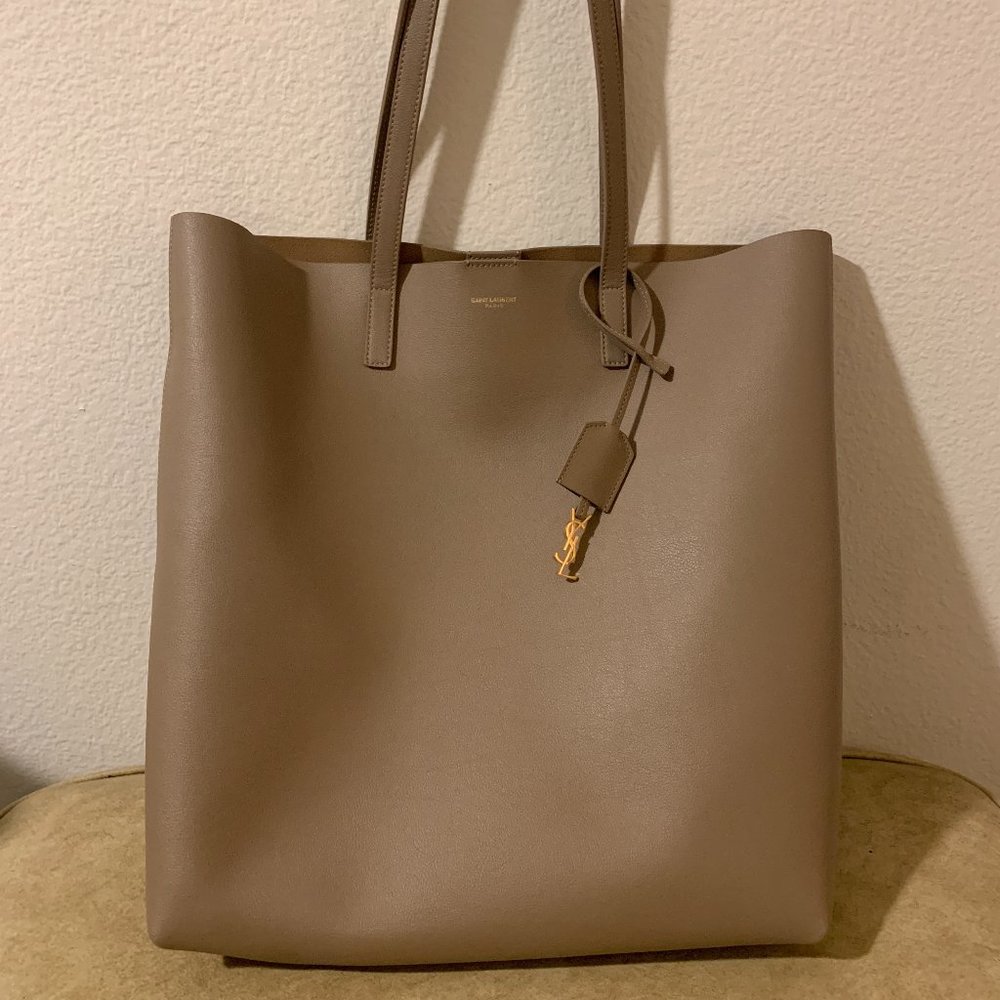 SOLD! Yves Saint Laurent Shopping Tote in Dark Beige